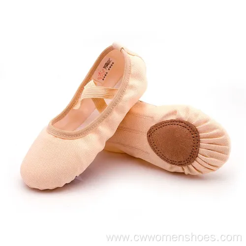 Wholesale Cheap High Quality Low MOQ Girls Canvas Split Sole Ballet Flat Shoes